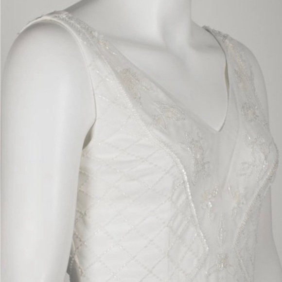 NWT Adrianna Papell White Beaded Sheath Dress - Picture 4 of 6